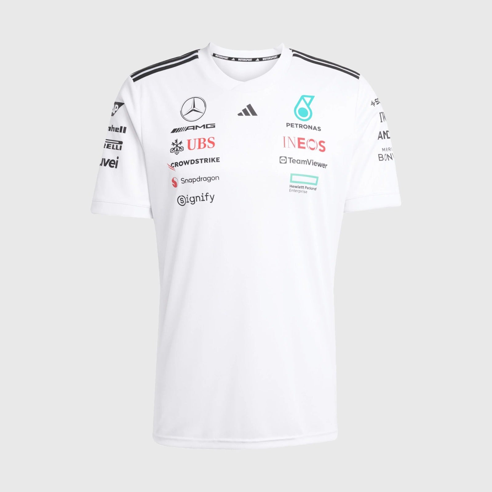 Mercedes Benz AMG Petronas F1 Remera Oficial del Equipo 2025 Blanco